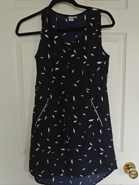 twik Dresses & Skirts - Twik Sleeveless Navy Blue Printed Drawstring Dress